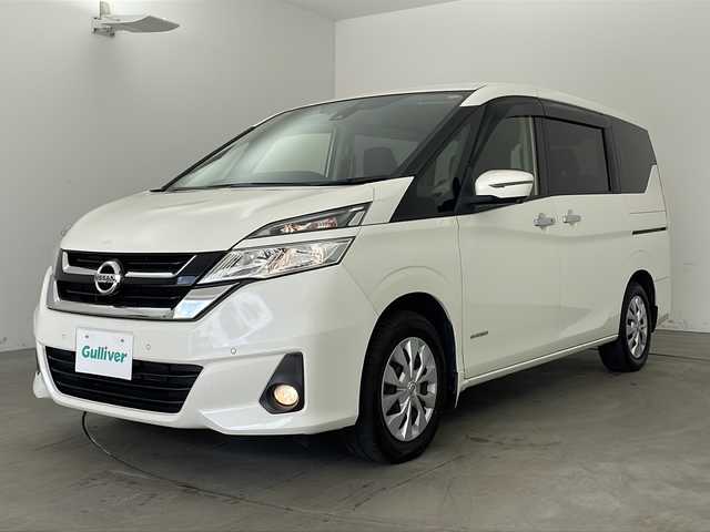 日産 セレナ X VセレクションⅡ 兵庫県 2019(平31)年 3.1万km ブリリアントホワイトパール 【・エマージェンシーブレーキ/・車線逸脱警報/・速度標識表示/・道路標識表示/・フロントリアソナー/・ふらつき警報/・純正9インチナビ＆フルセグ＆BT＆DVD＆BD/・アラウンドビューモニター/・両側パワースライドドア/・オートマチックハイビーム/・ステアリングスイッチ/・アイドリングストップ/・パーキングアシスト/・フロアマット/・ハロゲンライト/・オートライト/・純正前ドライブレコーダー/・2列目サンシェード/・後席エアコン/・ドアバイザー/・スマートキー/・スペアキー/・プッシュスタート