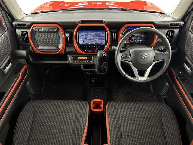 スズキ ハスラー HYBRID X 愛知県 2020(令2)年 5.4万km バーミリオンオレンジ/ガンメタリック2トーン メーカー９インチナビ/（フルセグTV/Bluetooth/ＡＭ/ＦＭ/ＵＳＢ）/全方位カメラ/スズキセーフティサポート/・衝突軽減ブレーキ/・レーンキープアシスト/・オートマチックハイビーム/・パーキングサポートブレーキ/ＥＴＣ/ドライブレコード/前席シートヒーター/アイドリングストップ/純正１５インチアルミホイール/スマートキー/プッシュスタート/ＬＥＤヘッドライト/フロントフォグランプ/横滑り防止装置/オートエアコン/純正フロアマット