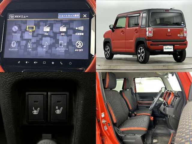 スズキ ハスラー HYBRID X 愛知県 2020(令2)年 5.4万km バーミリオンオレンジ/ガンメタリック2トーン メーカー９インチナビ/（フルセグTV/Bluetooth/ＡＭ/ＦＭ/ＵＳＢ）/全方位カメラ/スズキセーフティサポート/・衝突軽減ブレーキ/・レーンキープアシスト/・オートマチックハイビーム/・パーキングサポートブレーキ/ＥＴＣ/ドライブレコード/前席シートヒーター/アイドリングストップ/純正１５インチアルミホイール/スマートキー/プッシュスタート/ＬＥＤヘッドライト/フロントフォグランプ/横滑り防止装置/オートエアコン/純正フロアマット