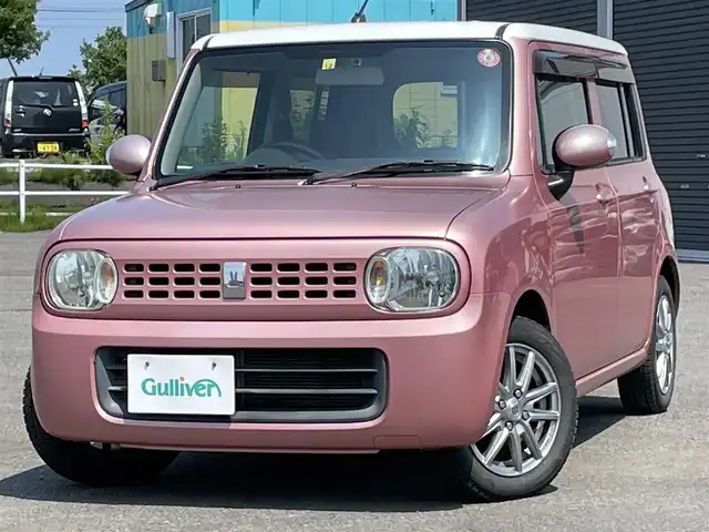 スズキ ラパン X 道央・札幌 2008(平20)年 7.9万km チェリーピンクパールメタリック/ホワイト ４WD/純正オーディオ/AM/FM/CD//ビルトインETC/D席シートヒーター/プッシュスタート/スマートキー/HIDヘッドライト/電動格納ミラー/純正フロアマット/ドアバイザー/スペアキー/社外AW付夏タイヤ積込/155/65/R14/2017年/山5mm
