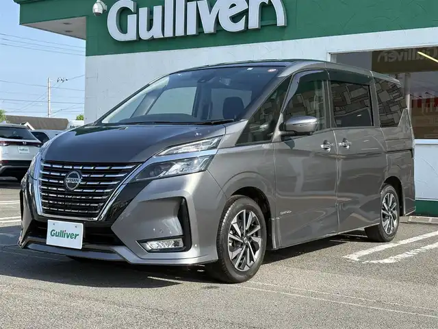 日産 セレナ ハイウェイスター V 徳島県 2021(令3)年 1.6万km ダークメタルグレー 純正9型メモリナビ/(AM.FM.CD.DVD.BT.フルセグ)/アイドリングストップ/クルーズコントロール/プッシュスタート/両側パワースライドドア/ETC/レーンキープアシスト/コーナーセンサー/前後ドライブレコーダー/アラウンドビューモニター/シートヒーター/ハンドルヒーター