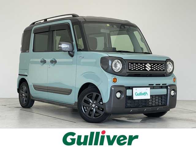 スズキ スペーシア ギア HYBRID XZターボ 愛知県 2022(令4)年 2.2万km オフブルーメタリック/ガンメタリック2トーンルーフ スズキセーフティーサポート/衝突被害軽減ブレーキ/純正9インチディスプレイオーディオナビ（あり）/全方位カメラ/両側パワースライドドア/レーダークルーズコントロール/シートヒーター/CD DVD/Bluetooth/フルセグTV/バックカメラ/コーナーセンサー/純正アルミホイール/ルーフレール/パドルシフト/LEDヘッドライト/オートマチックハイビーム/ドライブレコーダー/ETC/ステアリングスイッチ/スマートキー/プッシュスタート