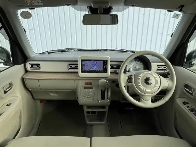スズキ ラパン X 滋賀県 2022(令4)年 2.2万km フォーンベージュM 社外メモリナビ/(フルセグ/Bluetooth/CD/DVD)/衝突軽減ブレーキ/レーンキープアシスト/コーナーセンサー/バックカメラ/Autoハイビーム/LEDオートライト/電動格納ミラー/純正フロアマット
