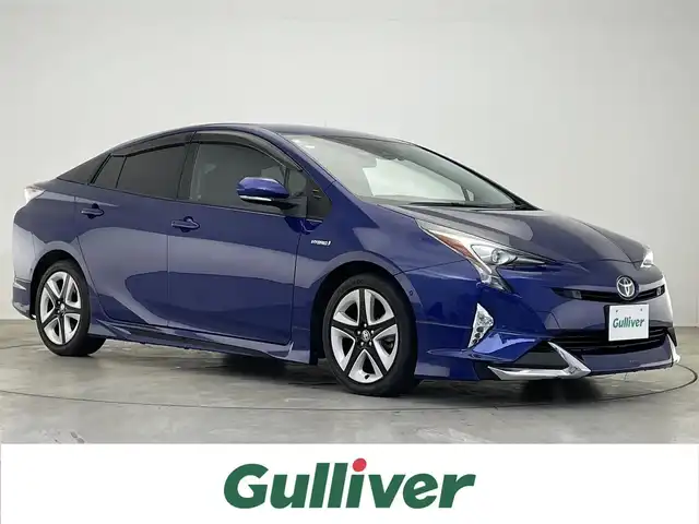 トヨタ プリウス A ツーリングセレクション 滋賀県 2018(平30)年 8.3万km ダークブルーマイカM 社外エアロ/レザーシート/シートヒーター/純正9型SDナビ/フルセグTV/CD/DVD/Bluetooth/バックカメラ/LEDヘッドライト/LEDフォグ/パーキングアシスト/BSM/HUD/PCS/トヨタセーフティセンス/革巻ステアリング/純正17AW