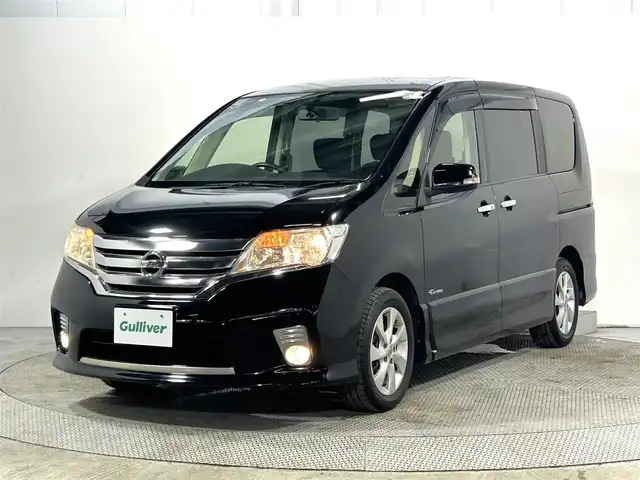 日産 セレナ ハイウェイスター Sハイブリッド 大阪府 2012(平24)年 5.9万km スーパーブラック 純正ナビ(フルセグ/DVD再生/Bluetooth) バックカメラ 後席モニター ETC 両側パワースライドドア クルコン オートライト リアオートエアコン スマートキー Pスタート