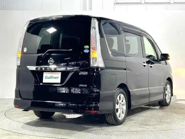 日産 セレナ ハイウェイスター Sハイブリッド 大阪府 2012(平24)年 5.9万km スーパーブラック 純正ナビ(フルセグ/DVD再生/Bluetooth) バックカメラ 後席モニター ETC 両側パワースライドドア クルコン オートライト リアオートエアコン スマートキー Pスタート