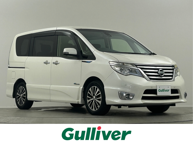 日産 セレナ ハイウェイS G S HV Aセーフ 埼玉県 2014(平26)年 8万km ブリリアントホワイトパール 純正8インチナビ Bluetooth フルセグTV 全方位カメラ 両側パワースライドドア クルーズコントロール アイドリングストップ 純正LEDヘッドライト 衝突軽減システム スペアキー ETC