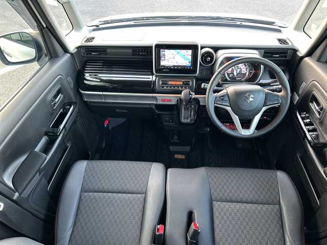 スズキ スペーシア カスタム HYBRID XS 岐阜県 2019(平31)年 5.8万km ピュアホワイトP 登録時走行距離58052km/両側パワースライドドア/社外ＳＤナビ/禁煙車/バックカメラ/ドライブレコーダー/レーンキープアシスト/コーナーセンサー/ＬＥＤヘッドライト/ハーフレザーシート/シートヒーター/フロントフォグランプ/オートライト/Bluetooth接続/CDチェンジャー/ETC/純正アルミホイール/ドアバイザー/プッシュスタート/スマートキー/アイドリングストップ/衝突被害軽減システム