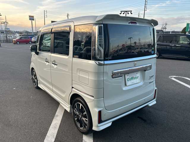 スズキ スペーシア カスタム HYBRID XS 岐阜県 2019(平31)年 5.8万km ピュアホワイトP 登録時走行距離58052km/両側パワースライドドア/社外ＳＤナビ/禁煙車/バックカメラ/ドライブレコーダー/レーンキープアシスト/コーナーセンサー/ＬＥＤヘッドライト/ハーフレザーシート/シートヒーター/フロントフォグランプ/オートライト/Bluetooth接続/CDチェンジャー/ETC/純正アルミホイール/ドアバイザー/プッシュスタート/スマートキー/アイドリングストップ/衝突被害軽減システム