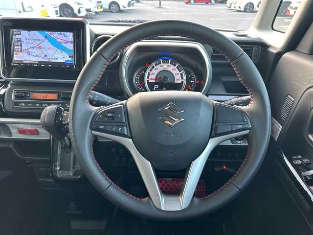 スズキ スペーシア カスタム HYBRID XS 岐阜県 2019(平31)年 5.8万km ピュアホワイトP 登録時走行距離58052km/両側パワースライドドア/社外ＳＤナビ/禁煙車/バックカメラ/ドライブレコーダー/レーンキープアシスト/コーナーセンサー/ＬＥＤヘッドライト/ハーフレザーシート/シートヒーター/フロントフォグランプ/オートライト/Bluetooth接続/CDチェンジャー/ETC/純正アルミホイール/ドアバイザー/プッシュスタート/スマートキー/アイドリングストップ/衝突被害軽減システム