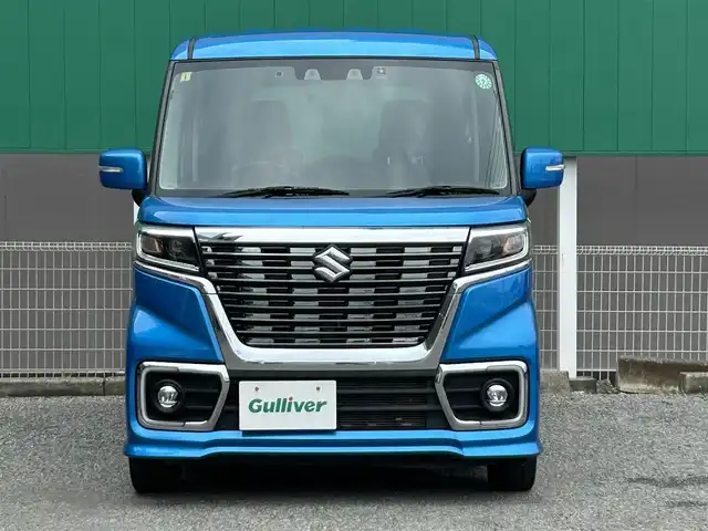 スズキ スペーシア カスタム HYBRID XS ターボ 千葉県 2021(令3)年 2.3万km ブリスクブルーM 純正ナビ/ワンオーナー/両側パワースライドドア/レーダークルーズコントロール/パドルシフト/黒ハーフレザー/前後ドライブレコーダー/シートヒーター/レーンキープアシスト/フルセグTV/DVD/CD/BT/ETC/オートライト/LEDヘッドライト