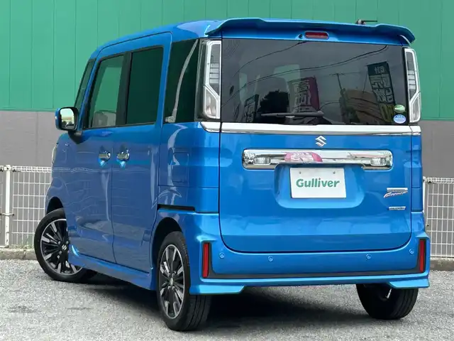 スズキ スペーシア カスタム HYBRID XS ターボ 千葉県 2021(令3)年 2.3万km ブリスクブルーM 純正ナビ/ワンオーナー/両側パワースライドドア/レーダークルーズコントロール/パドルシフト/黒ハーフレザー/前後ドライブレコーダー/シートヒーター/レーンキープアシスト/フルセグTV/DVD/CD/BT/ETC/オートライト/LEDヘッドライト
