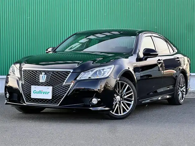 トヨタ クラウン ハイブリッド アスリートS 宮城県 2013(平25)年 8.5万km ブラック 純正8インチHDDナビ/フルセグテレビ/　【CD/DVD/BT/USB/AM/FM】/クルーズコントロール/バックカメラ/前席パワーシート/前席シートヒーター/純正ビルトインETC/ステアリングリモコン/18インチ純正アルミホイール/HIDヘッドライト/フォグライト/電動格納ウィンカーミラー/純正フロアマット/純正ドアバイザー/スマートキー/プッシュスタートボタン