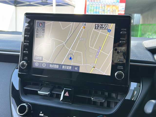 トヨタ カローラツーリング ハイブリッド ダブルバイビー 広島県 2020(令2)年 4.9万km ブラックマイカ 禁煙車/トヨタセーフティセンス/・プリクラッシュセーフティ/・LDA/LTA/・RSA/・オートマチックハイビーム/・レーダークルーズコントロール/・先行車発進お知らせ/BSM/RCTA/クリアランスソナー/純正ディスプレイオーディオ/・ナビ/Bluetooth/USB/Miracast/バックカメラ/革巻きステアリング/ステアリングスイッチ/ステアリングヒーター/オートライト/ハーフレザーシート/シートヒーター/LEDヘッドライト/フォグランプ/電動パーキングブレーキ/オートホールド/スマートキー/プッシュスタート/スペアキー/ドアバイザー/ワイヤレス充電/ETC/純正フロアマット/純正１７インチアルミホイール