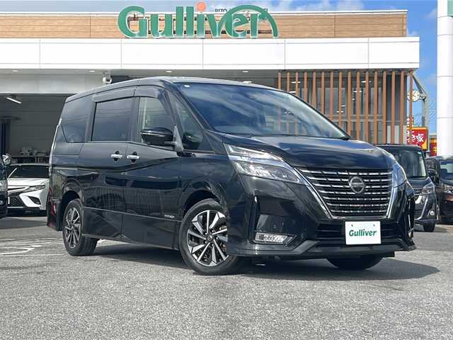日産 セレナ ハイウェイスター V 沖縄県 2020(令2)年 7.6万km ダイヤモンドブラック 県外仕入/禁煙車/純正ナビ　フルセグＴＶ　Bluetooth DVD・Blu-ray再生可/両側パワースライドドア　/プロパイロット　/バックカメラ 全方位カメラ　/前方ドライブレコーダー　/ブラインドスポットモニター/パーキングアシスト/リアロールサンシェード　/ＬＥＤヘッドライト/オートライト/革巻きステアリング/ステアリングスイッチ/電動サイドブレーキ/オートホールド/ウインカードアミラー/スマートキー