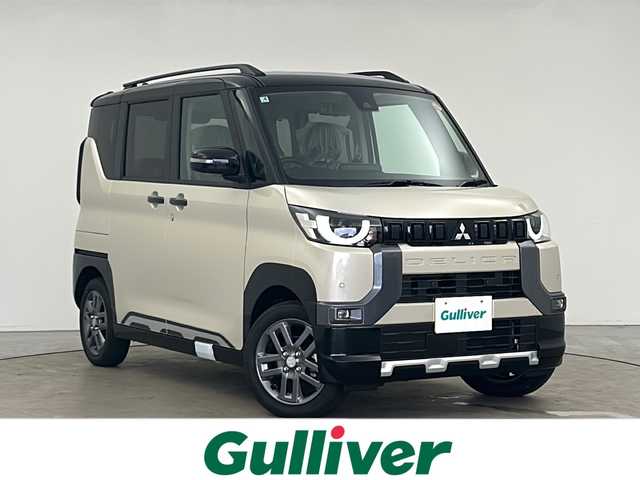 三菱 デリカミニ T プレミアム 秋田県 2025(令7)年 0.1千km ナチュラルアイボリーメタリック ４ＷＤ/ワンオーナー/純正ディスプレイオーディオ/　(Bluetooth/USB/AppleCarPlay/AndroidAuto)/全方位カメラ/マイパイロット/　(レーダークルーズコントロール/車線維持支援）/両側パワースライドドア/ハンズフリースライドドア/ステアリングヒーター/シートヒーター（D/N席)/パドルシフト/オートブレーキホールド/デジタルインナーミラー/スマートキー/スペアキー/サイドデカール/取扱説明書/保証書