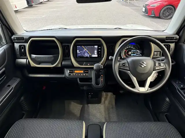 スズキ ハスラー HYBRID G 千葉県 2025(令7)年 0.1千km ソフトベージュメタリック 社外イクリプスSDナビ（AVN-P10W）/フルセグ/前席シートヒーター/LEDライト/レーダークルーズコントロール/デュアルカメラブレーキ/オートハイビーム/横滑り防止/アイドリングストップ/スマートキー