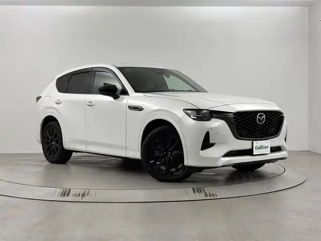 マツダ ＣＸ－６０ ＰＨＥＶ プレミアムスポーツ 埼玉県 2023(令5)年 2.3万km パール パノラマサンルーフ/純正ナビ（AM/FM/BT/フルセグTV）/全方位カメラ/BSM/デジタルインナー/ドライブレコーダー/ETC/ハンドルヒーター/全席シートヒーター/前席エアシート/シートメモリー/純正アルミホイール/純正フロアマット/パワーバックドア/テレビキャンセラー