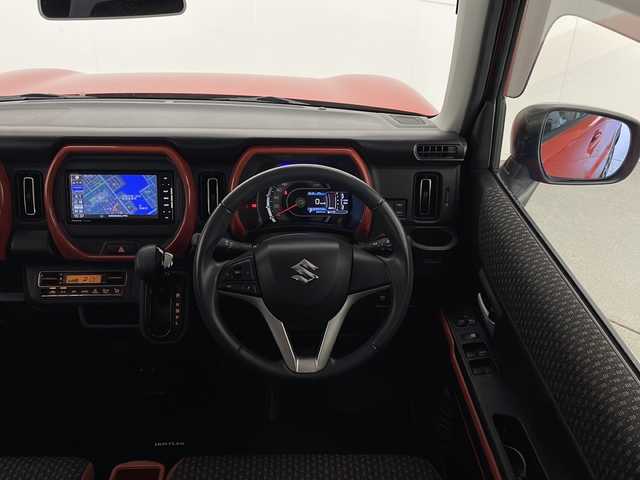 スズキ ハスラー HYBRID X 宮崎県 2020(令2)年 3.9万km バーミリオンオレンジ/ガンメタリック2トーン 禁煙車/衝突被害軽減ブレーキ/社外ナビTV/（ストラーダ/CN-RE06WD/CD/DVD/Bluetooth/フルセグTV)/社外バックカメラ/純正LEDオートライト/純正LEDフォグ/純正15インチアルミ/純正セキュリティアラーム/純正フロアマット/社外ドライブレコーダー/レーンディパーチャーアラート/クリアランスソナー/エネチャージ/オートエアコン/本革巻ハンドル/スマートキー/プッシュエンジンスタート/スペアキー/新車時保証書/取扱い説明書
