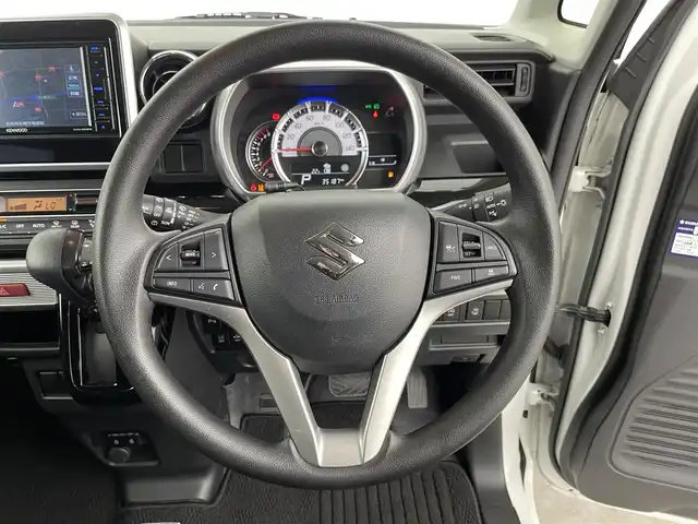 スズキ スペーシア カスタム HYBRID GS 群馬県 2021(令3)年 3.6万km ピュアホワイトP 純正メモリーナビ　左側パワースライド　運転席シートヒーター　アダプティブクルーズコントロール　ＬＥＤヘッドライト　フォグランプ　運転席シートヒーター　リアコーナーセンサー　衝突軽減ブレーキ　ESP フルセグTV　CD　DVD　Bluetooth ipod SD　横滑り防止　車線逸脱警報　ステアリングオーディオスイッチ　電動格納ウインカーミラー　保証書　取説　スペアキーｘ１