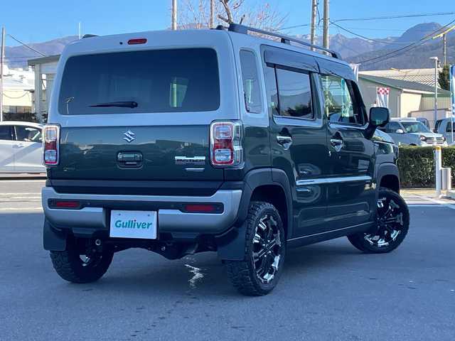 スズキ ハスラー Jスタイル ターボ 長野県 2021(令3)年 2.4万km クールカーキパールメタリック/ホワイト2トーンルーフ 禁煙車/４ＷＤ/ターボ/９インチ純正ナビ/Bluetooth Audio/フルセグテレビ/全方位カメラ/バックカメラ/ルーフレール/ビルトインＥＴＣ/追従クルーズコントロール/前席シートヒーター/ロッドホルダー/セーフティーサポート/・デュアルセンサーブレーキサポート/・誤発進抑制機能/・車線逸脱警報機能/・ふらつき警報機能/・先行車発進お知らせ機能/・標識認識機能/・ハイビームアシスト/革巻きステアリング/ステアリングスイッチ/ＬＥＤヘッドライト/フォグランプ/オートライト/オートマチックハイビーム/スマートキー/プッシュスタート/電動格納ミラー/社外１５インチＡＷ/純正フロアマット