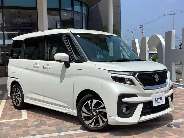 スズキ ソリオ バンディット HV MV 三重県 2021(令3)年 2.3万km ピュアホワイトP 衝突軽減/レーダークルーズコントロール/純正8インチナビ/フルセグ/DVD再生/両側電動スライドドア/ヘッドアップディスプレイ/LEDヘッドライト/LEDフォグライト/前後ドライブレコーダー/スマートキー/プッシュスタート/ETC