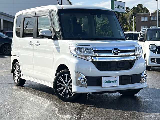 ダイハツ タント カスタム X トップED SAⅡ 石川県 2015(平27)年 5.1万km パールホワイトⅢ スマートアシストII/・衝突回避支援ブレーキ機能/・衝突警報機能（対車両・対歩行者）/・誤発進抑制制御機能/・先行車発進お知らせ機能/・車線逸脱警報機能/純正SDナビゲーション/【CD・DVD・Bluetooth・フルセグTV・SD・HDMI】/型番：NSZN-W65DB/バックカメラ/360度カメラ搭載ドライブレコーダー/【COMTEC：HDR360G】/・音声録音機能付き/・常時録画＋イベント録画対応/・GPS内蔵/・液晶ディスプレイ付き/片側パワースライドドア/ETC/USB入力端子/LEDヘッドライト/・オートライト/・フォグランプ/プッシュスタート/・スマートキー×２/純正フロアマット/取扱説明書