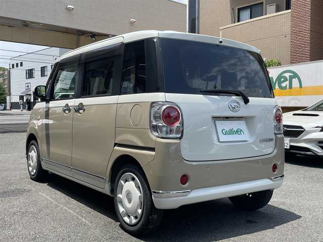 ダイハツ ムーヴ キャンバス G メイクアップ VS SAⅢ 静岡県 2021(令3)年 1.9万km パールホワイトⅢ/ナチュラルベージュマイカメタリック 2トーン ワンオーナー/純正8インチナビ/フルセグTV/DVD/CD/SD/MSV/BT/USB/全方位カメラ/両側パワースライドドア/運転席シートヒーター /ETC/前方ドライブレコーダー/TVキャンセラー/ステアリングスイッチ/衝突軽減ブレーキ/レーンキープアシスト/オートハイビーム/LEDヘッドライト/LEDフォグライト/スマートキー×2/保証書/取扱説明書/R6点検記録簿有