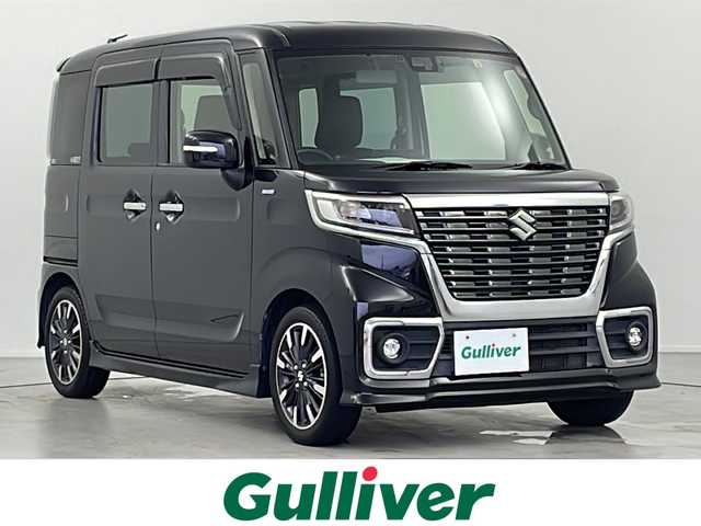 スズキ スペーシア カスタム HYBRID XS 岐阜県 2018(平30)年 4.5万km ブルーイッシュブラックパール3 社外メモリナビ/AM/FM/CD/SD/DVD/フルセグ/バックカメラ/両側パワースライドドア/デュアルセンサーブレーキサポート/ETC/ドラレコ/D席シートヒーター/レーンキープアシスト/コーナーセンサー/オートハイビーム/ハーフレザーシート/革巻きステアリング/ステアリングスイッチ/LEDヘッドライト/フォグランプ/スマートキー/プッシュスタート/サーキュレーター/純正AW/純正ドアバイザー/純正フロアマット