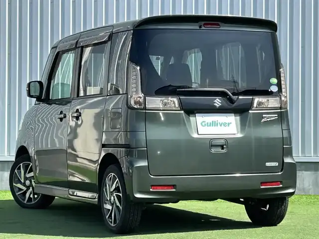 スズキ スペーシア カスタム TS 香川県 2014(平26)年 5.4万km クールカーキPM 登録時走行距離：53123km/Pioneer7インチナビ/→ＣＤ／ＤＶＤ/→Bluetooth/バックカメラ/レーダーブレーキサポート/両側パワースライドドア/革巻きステアリング/パワーステアリング/パワーウィンドウ/純正15インチAW/ETC/オートライト/フォグライト/プッシュスタート/スマートキー