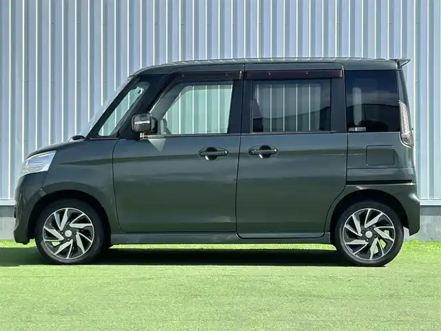 スズキ スペーシア カスタム TS 香川県 2014(平26)年 5.4万km クールカーキPM 登録時走行距離：53123km/Pioneer7インチナビ/→ＣＤ／ＤＶＤ/→Bluetooth/バックカメラ/レーダーブレーキサポート/両側パワースライドドア/革巻きステアリング/パワーステアリング/パワーウィンドウ/純正15インチAW/ETC/オートライト/フォグライト/プッシュスタート/スマートキー