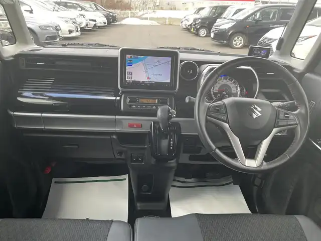 スズキ スペーシア カスタム XS ターボ 青森県 2018(平30)年 4.4万km ピュアホワイトP 4WD/純正メモリナビ/（BT／AM／FM／DVD）/全周囲方位カメラ/両側パワースライド/全席シートヒーター/社外エンジンスターター/ドライブレコーダー（前方）/LEDヘッドライト/オートライト/アシストハイビーム/衝突軽減システム