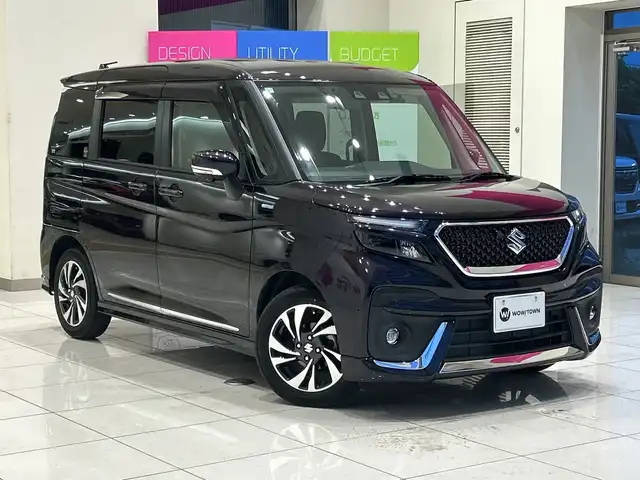 スズキ ソリオ バンディット HV MV 埼玉県 2021(令3)年 2.3万km グリッターバイオレットパール デュアルカメラブレーキサポート /純正9インチメモリナビ/　　CD/DVD/BTフルセグ /全方位モニター /両側パワースライドドア /レーダークルーズコントロール /シートヒーター /純正15インチアルミホイール/ヘッドアップディスプレイ/ステアリングスイッチ /純正ETC