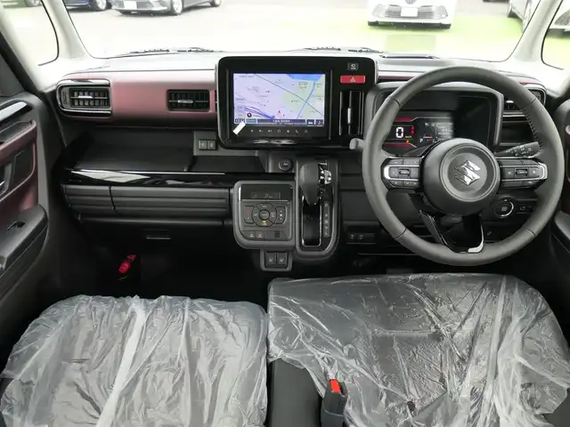 スズキ スペーシア カスタム HYBRID XS 千葉県 2025(令7)年 0.1万km未満 ピュアホワイトパール/ブラック2トーン カスタム HV XS　全方位モニター付きメモリ-ナビゲーション・スズキコネクト対応通信機装着車(195800円)/スズキセーフティサポート/レーダークルーズコントロール/アイドリングストップ/ヘッドアップディスプレイ/両側パワースライドドア/純正メモリーナビ/地デジTV/【Bluetooth接続】/360°ビュー・モニター/ステアリングヒーター/ステアリングスイッチ/革巻きステアリング/ハーフレザーシート/前席シートヒーター/LEDヘッドライト/フォグライト/ウインカーミラー/コーナーセンサー/純正15インチアルミホイル/携帯リモコン