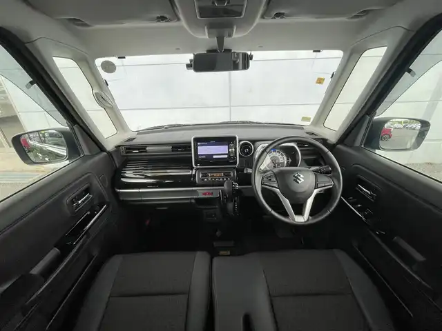スズキ スペーシア カスタム HYBRID XS 千葉県 2018(平30)年 2.4万km ブルーイッシュブラックパール3 社外ナビ/フルセグＴＶ/ＥＴＣ/運転席側シートヒーター/ＵＳＢソケット/ハーフレザーシート/両側パワースライドドア/衝突被害軽減ブレーキ/レーンキープアシスト/オートライト/ＬＥＤヘッドライト/ＡＢＳ