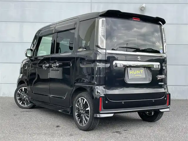 スズキ スペーシア カスタム HYBRID XS 千葉県 2018(平30)年 2.4万km ブルーイッシュブラックパール3 社外ナビ/フルセグＴＶ/ＥＴＣ/運転席側シートヒーター/ＵＳＢソケット/ハーフレザーシート/両側パワースライドドア/衝突被害軽減ブレーキ/レーンキープアシスト/オートライト/ＬＥＤヘッドライト/ＡＢＳ