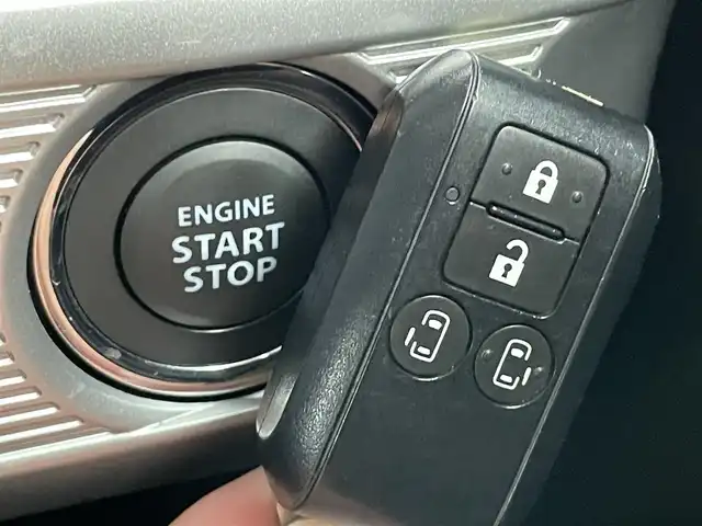スズキ スペーシア カスタム HYBRID XS 千葉県 2018(平30)年 2.4万km ブルーイッシュブラックパール3 社外ナビ/フルセグＴＶ/ＥＴＣ/運転席側シートヒーター/ＵＳＢソケット/ハーフレザーシート/両側パワースライドドア/衝突被害軽減ブレーキ/レーンキープアシスト/オートライト/ＬＥＤヘッドライト/ＡＢＳ