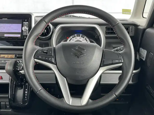 スズキ スペーシア カスタム HYBRID XS 千葉県 2018(平30)年 2.4万km ブルーイッシュブラックパール3 社外ナビ/フルセグＴＶ/ＥＴＣ/運転席側シートヒーター/ＵＳＢソケット/ハーフレザーシート/両側パワースライドドア/衝突被害軽減ブレーキ/レーンキープアシスト/オートライト/ＬＥＤヘッドライト/ＡＢＳ