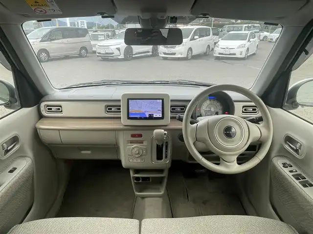 スズキ ラパン X 福岡県 2018(平30)年 5.9万km フォーンベージュメタリック/ホワイト2トーンルーフ 社外メモリナビ/・CD/DVD/BT/フルセグTV/・バックモニター/レーダーブレーキサポート/ETC/シートヒーター（D)/革巻きステアリング/キセノンライト/・オートライト/純正14インチアルミホイール/純正フロアマット