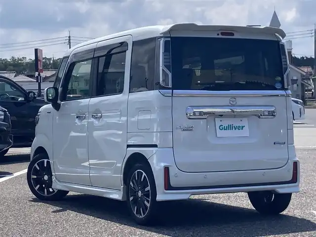 マツダ フレアワゴン カスタムスタイル ハイブリッド XT 島根県 2018(平30)年 1.7万km ピュアホワイトP 社外メモリナビ(CD/DVD/BT/フルセグ)/デュアルセンサーブレーキサポート/ ・誤発進抑制機能/ ・後退時ブレーキサポート/ ・車線逸脱警報機能/ ・ふらつき警報/ ・先行車発進お知らせ機能/ ・ハイビームアシスト/バックカメラ/ETC/クルーズコントロール/前席シートヒーター /両側パワースライドドア /アイドリングストップ/電動格納ミラー/純正フロアマット/取扱説明書/保証書/スペアキー×1