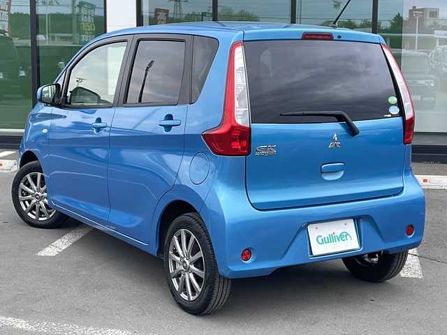 三菱 ｅＫワゴン M 道東・釧路十勝 2014(平26)年 7.6万km ブリリアントターコイズM ・４WD/・純正オーディオ/（CD・AM・FM）/・アイドリングストップ/・リモコンキー/・ETC/・社外エンジンスターター/・純正フロアマット/・社外革調シートカバー
