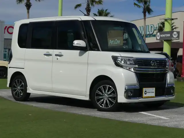 ダイハツ タント カスタム X トップED SAⅡ 熊本県 2016(平28)年 4.6万km パールホワイトⅢ スマートアシストII/左パワースライドドア/右イージークローザードア/純正SDナビ/地デジTV/【DVD/CD再生機能　Bluetooth接続】/バックカメラ/ドライブレコーダー（前後撮影）/ハーフレザーシート/ETC/LEDヘッドライト/フォグライト/ウインカーミラー/リアコーナーセンサー/キーフリーシステム