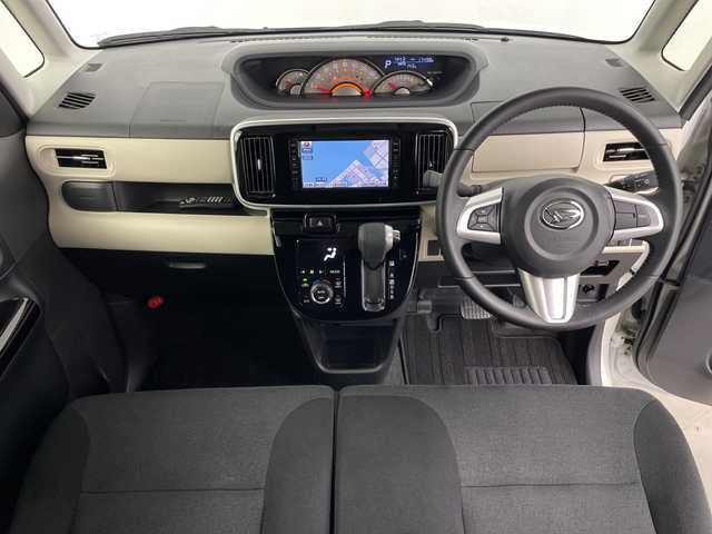 ダイハツ ムーヴ キャンバス G ブラックアクセント VS SAⅢ 鹿児島県 2021(令3)年 1.8万km パール 7インチナビ/・DVD/SD/・全方位カメラ/・フルセグTV/スマートアシストIII/・衝突警報機能/・衝突回避支援ブレーキ機能/・誤発進抑制制御機能/・車線逸脱警報機能/・オートハイビーム/・先行車発進お知らせ機能/LEDヘッドライト/運転席シートヒーター/両側パワースライドドア/ABS/スマートキー×２/新車時手帳/取扱説明書