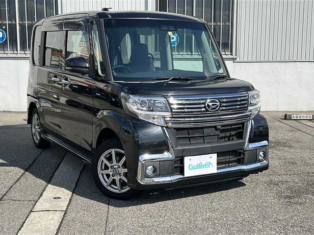 ダイハツ タント カスタム X トップED SA Ⅲ 富山県 2018(平30)年 6.1万km ブラックマイカメタリック ワンオーナー/社外ナビ/（フルセグTV・Bluetooth接続）/バックカメラ/片側パワースライドドア/運転席シートヒーター/オートライト/オートハイビーム/衝突被害軽減システム/アイドリングストップ/横滑り防止/ドアバイザー/フロアマット/純正AWサマータイヤ積込/保証書/取扱説明書