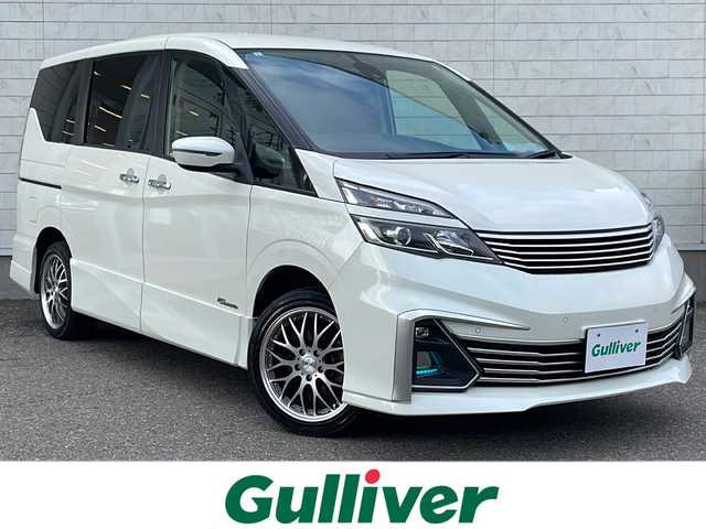 日産 セレナ ライダー プロパイロット E 福島県 2017(平29)年 7.5万km ブリリアントホワイトパール プロパイロット　ＡＬＰＩＮＥ９型ナビ　フルセグ　ハンズフリー両側電動スライドドア　リアヒーターダクト　バックＣ　全席ＵＳＢポート　ツィーター　１７インチＡＷ　ライダー専用大型バンパー　電動Ｐブレーキ