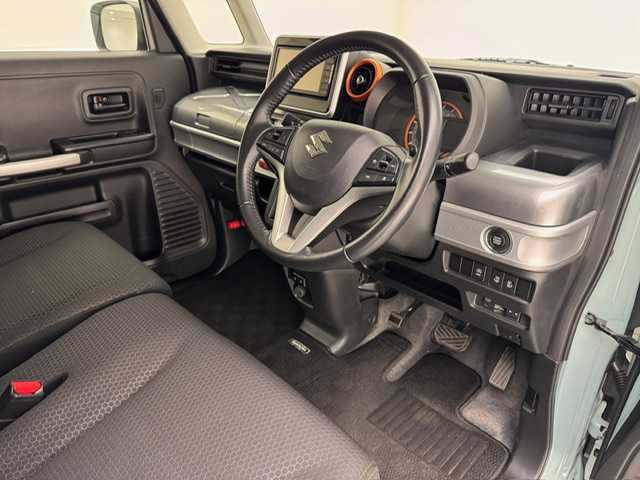 スズキ スペーシア ギア HYBRID XZターボ 兵庫県 2020(令2)年 4.1万km オフブルーメタリック/ガンメタリック2トーンルーフ ・社外SDナビ　（パナソニック　CN-RA07WD）/フルセグ、ＣＤ、DVD、BT、MSV/・両側パワースライドドア/・ドライブレコーダー/・アイドリングストップ/・シートヒーター（Ｄ/N)/・ビルトインETC/・コーナーセンサー/・パドルシフト/・ＰＣＳ/・LDA/・レーダークルーズコントロール/・ルーフレール/・ＬＥＤヘッドライト/・LEDフォグランプ/・オートライト/・オートハイビーム/・ドアバイザー/・純正フロアマット