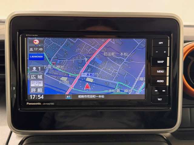 スズキ スペーシア ギア HYBRID XZターボ 兵庫県 2020(令2)年 4.1万km オフブルーメタリック/ガンメタリック2トーンルーフ ・社外SDナビ　（パナソニック　CN-RA07WD）/フルセグ、ＣＤ、DVD、BT、MSV/・両側パワースライドドア/・ドライブレコーダー/・アイドリングストップ/・シートヒーター（Ｄ/N)/・ビルトインETC/・コーナーセンサー/・パドルシフト/・ＰＣＳ/・LDA/・レーダークルーズコントロール/・ルーフレール/・ＬＥＤヘッドライト/・LEDフォグランプ/・オートライト/・オートハイビーム/・ドアバイザー/・純正フロアマット