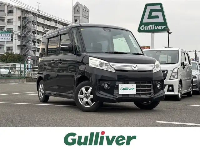 マツダ フレアワゴン カスタムスタイル XS 群馬県 2014(平26)年 6.4万km ブルーイッシュブラックパール3 ・純正ナビ(Ipod.AM.FM)/・ワンセグテレビ/・片側パワースライドドア/・衝突軽減ブレーキ/・アイドリングストップ/・社外ホイール/・オートライト/・スマートキー/・プッシュスタート/・フロアマット/・オートエアコン