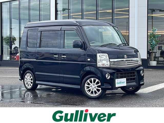 スズキ エブリィ ワゴン PZターボ スペシャル 新潟県 2012(平24)年 10.9万km ブルーイッシュブラックパール3 4WD/社外SDナビ/(AM/FM/CD/DVD/SD/フルセグ/Bluetooth)/両側パワースライドドア/電動ステップ/HIDヘッドライト/レザー調シートカバー/運転席シートヒーター/ミラーヒーター/純正アルミホイール付夏タイヤ積込/(155/65/R14/4mm)/ドアバイザー/ETC