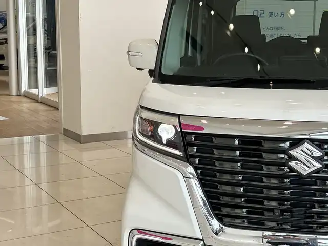 スズキ スペーシア カスタム HYBRID XS ターボ 埼玉県 2018(平30)年 4.1万km ピュアホワイトP デュアルセンサーブレーキサポート　/純正メモリナビ/　　CD/DVD/BT/フルセグ　/全方位モニター　/両側パワースライドドア　/クルーズコントロール　/LEDオートライト /ハーフレザーシート /シートヒーター /ステアリングスイッチ /ETC